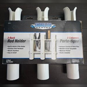 Shoreline Marine 3-Rack Fishing Rod Holder for Boat Built In Knife Holder NEW